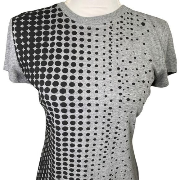 Fila Sport Gray Polka Dot Graphic Tee Women’s M Cotton Stretch Activewear - Picture 5 of 10